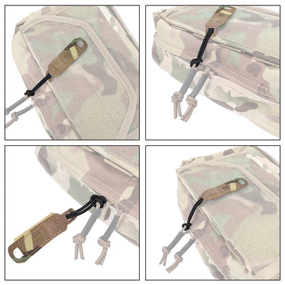 Tactical Zipper Pulls Hook and Loop Backpack Tab Handle Cord Molle 500D Nylon Laser Cut Hunting Bag Accessories