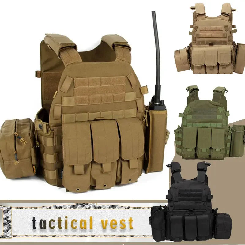 6094 Military Combat Army Wargame VestNylon Pouch Molle Gear Tactical Vest Body Armor Hunting Plate Carrier Airsoft Accessories