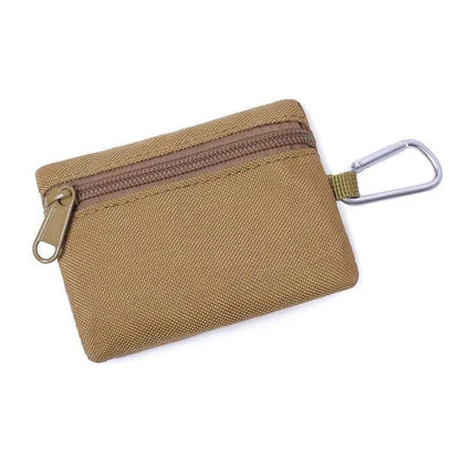 Mini Tactical Pouch EDC Organizer Bag 600D Nylon Coin Purse Key Card Holder with Carabiner for Camping Hiking Outdoor Daily Use
