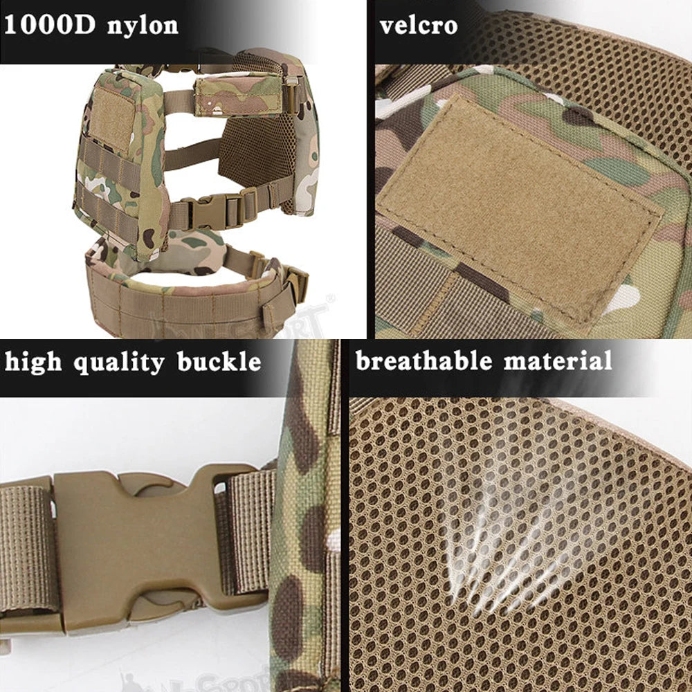 Tactical Kids Vest Waistband Set MOLLE Quick Release Hunting Airsoft CS Wargame Plate Carrier Children Vest Protective Gear