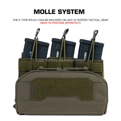 Wide Tactical Admin Pouch For Triple Magazine Pocket Storage Compact Bag Plate Carrier Hunting Airsoft Molle Front Placard Pouch