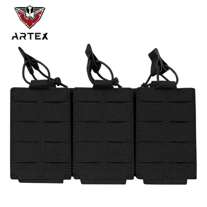 AG 3 MOLLE 5.56 M4 Triple Magazine Pouch Bungee Retention Tactical Vest K19 Plate Carrier Front Placard MAG Holder Bag Airsoft