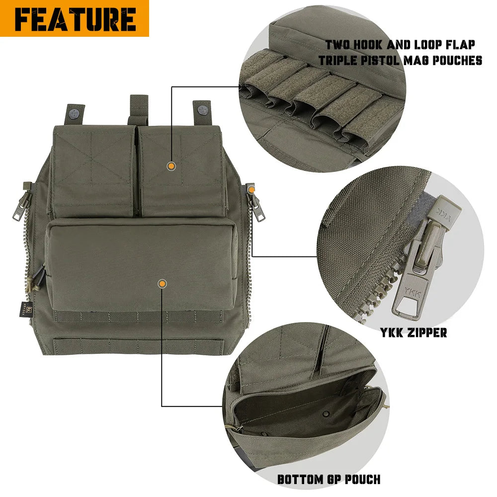 KRYDEX 500D Tactical Vest with Zip-on Backpack Bag MOLLE JPC 2 Plate Carrier for Men Hunting Combat Airsoft Paintball