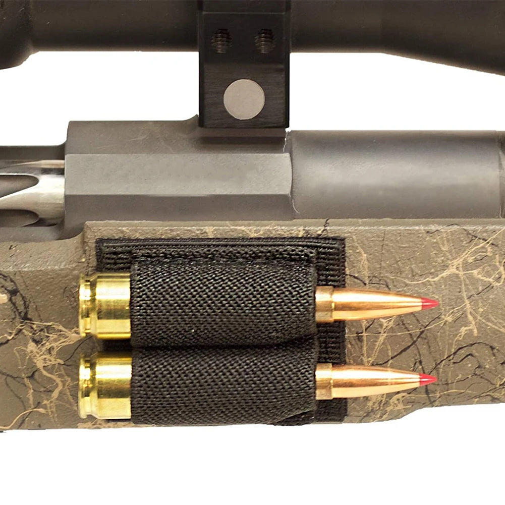 2 Round Bullet Holder for Rifle with Adhesive Backing Sticker, 308 30-06 Ammo Holder for Rifles Side and Buttstock Ammo Pouch