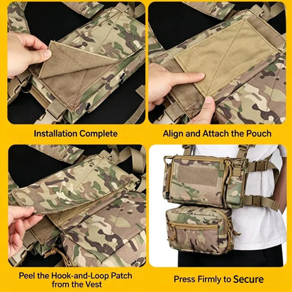 Tactical Vest Front Abdomen Pouch, MOLLE Multifunctional Sundries Storage Utility Bag for CS Game Outdoor Sports Vest Accessory