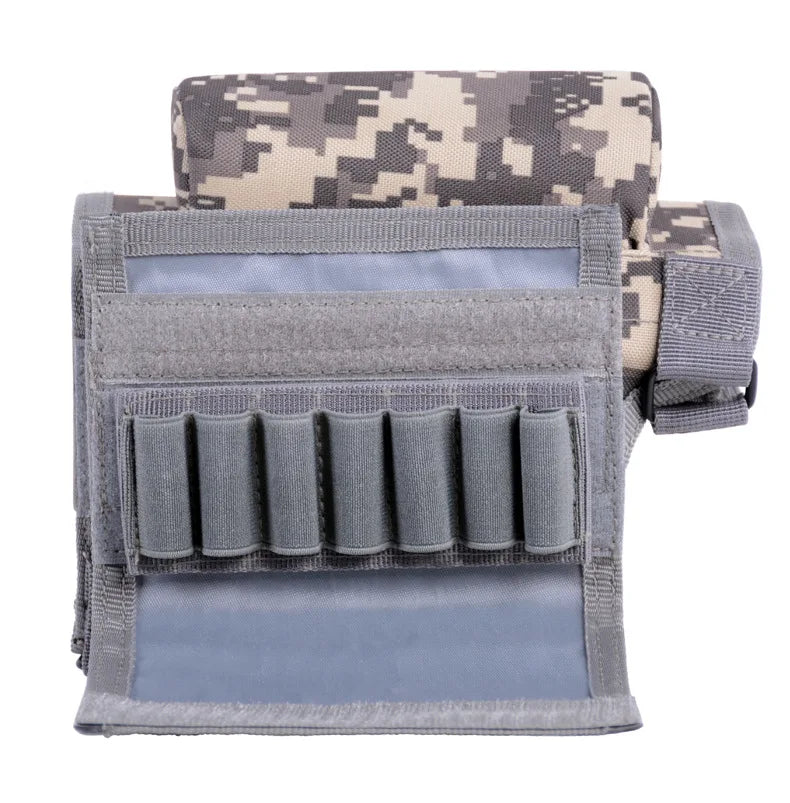 Multifunctional Tactical Buttstock Pouch Cheek Rest, Universal Gun Stock Bag with Molle, Outdoor Hunting Shooting Accessories