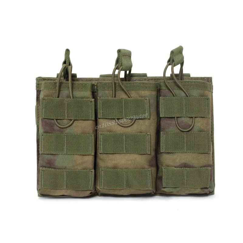 AG 3 MOLLE 5.56 M4 Triple Magazine Pouch Tactical Vest Bungee Retention Plate Carrier Front Placard MAG Holder Bag Airsoft