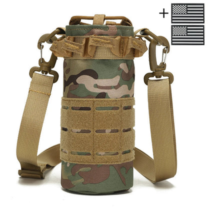 Outdoor water bottle cover with elastic drawstring drawstring and Magic Sticky sticker for hiking water cup storage bag