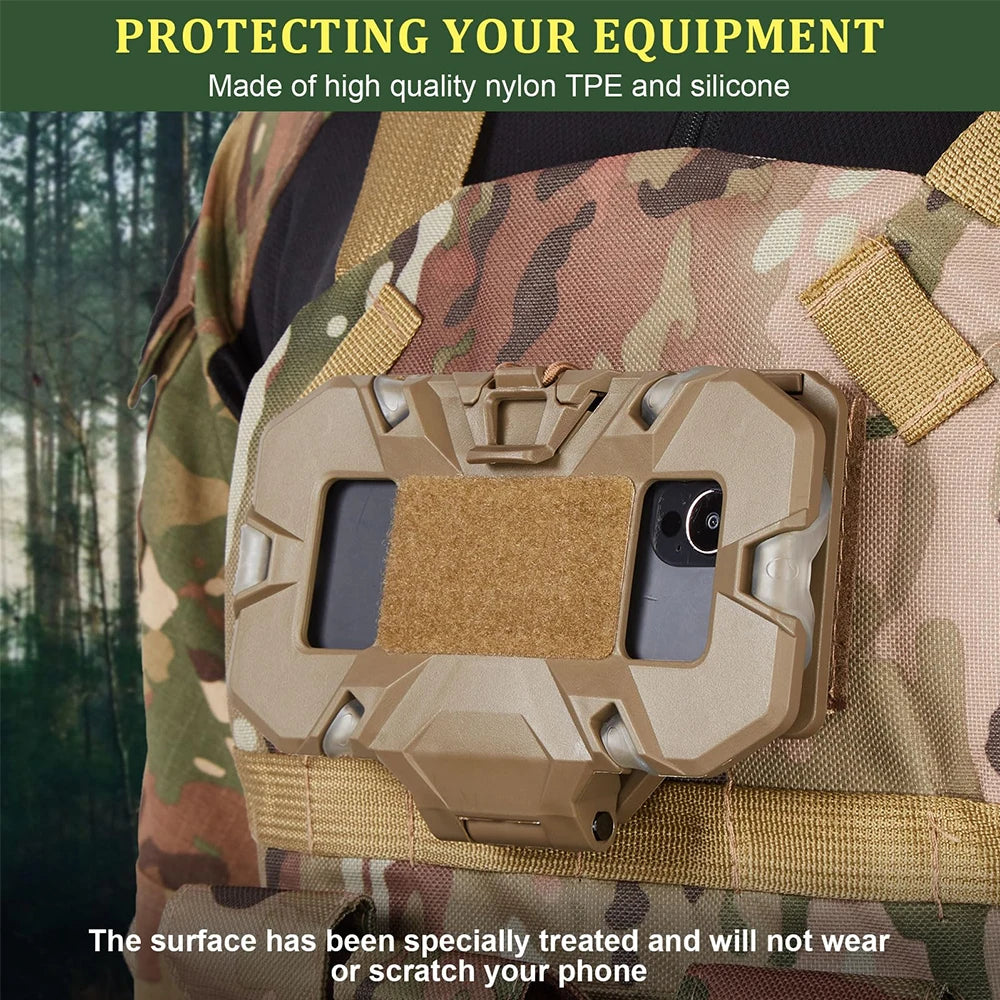 Tactical Molle Mobile Phone Carrier Quick Access Folding Holder for 4.7"-6.7" Phones Hunting Vest Chest Bracket Airsoft Otdoor
