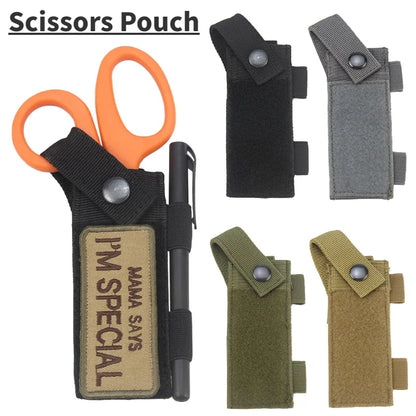 Tactical MOLLE Scissors Pouch EDC Waist Belt Bag Waterproof Multitool Flashlight Holder Outdoor Hunting Hiking Carry Case