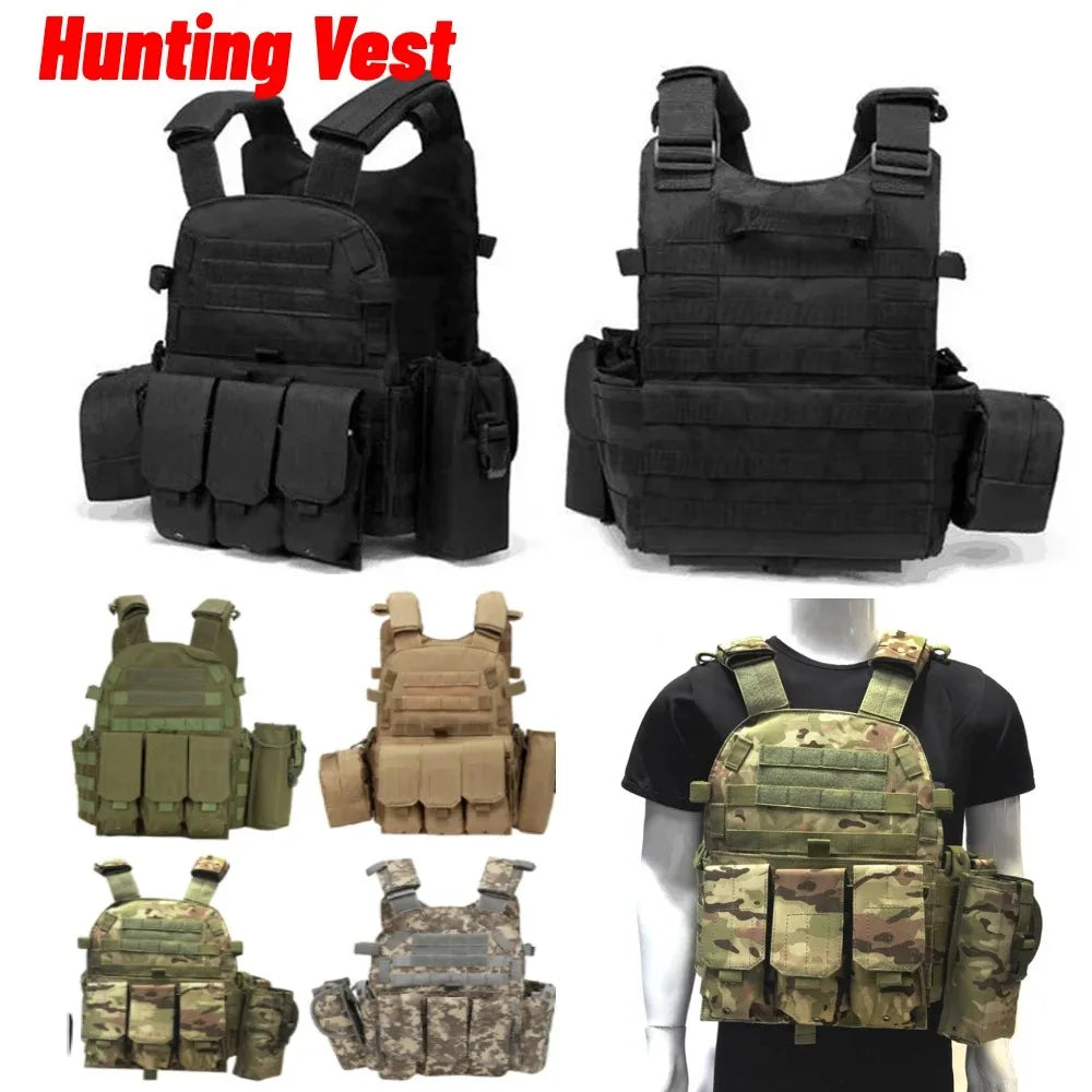 6094 Military Tactical Vest Molle Vest Body Armor Combat Army CS Gear Hunting Plate Carrier Airsoft Accessories Wargame Pouch