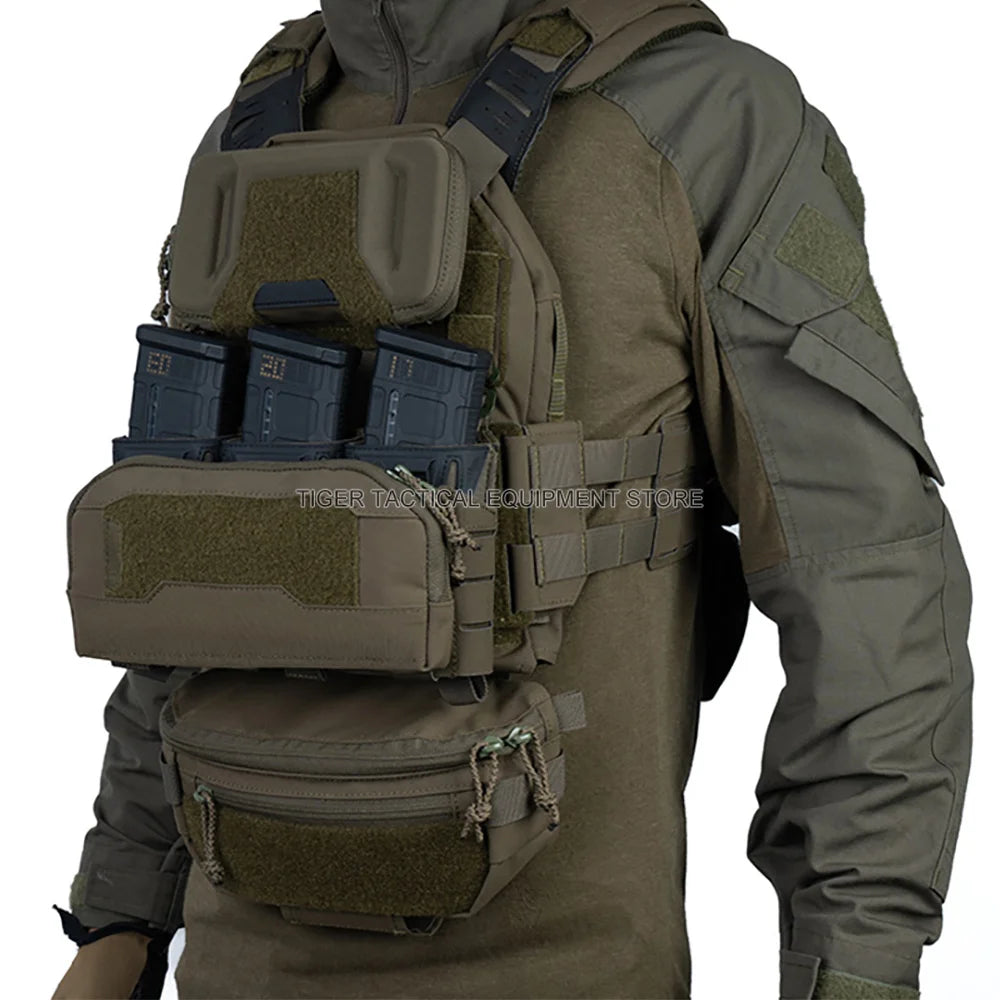 Wide Tactical Admin Pouch For Triple Magazine Pocket Storage Compact Bag Plate Carrier Hunting Airsoft Molle Front Placard Pouch