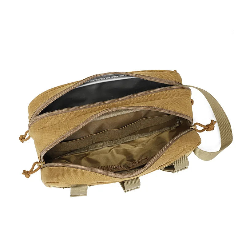 Double Zipper Tactical Toiletry Bag Travel Organizer Pouch MOLLE Hook Loop Morale Patch for Camping Hunting Hiking Daily Carry