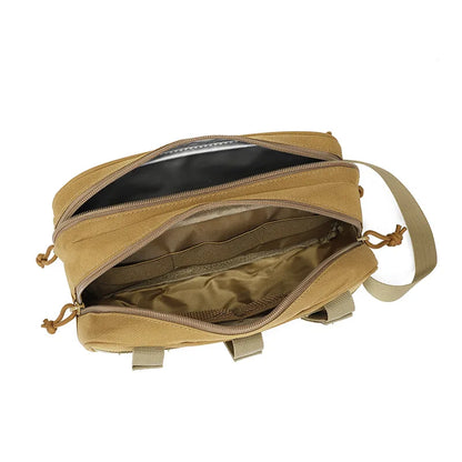 Double Zipper Tactical Toiletry Bag Travel Organizer Pouch MOLLE Hook Loop Morale Patch for Camping Hunting Hiking Daily Carry