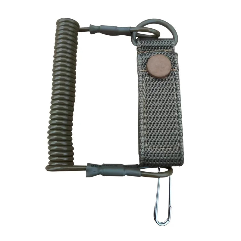 Tactical Anti-lost Elastic Lanyard Anti-theft Anti-cut Outdoor Spring Seat Belt Gun Rope Key Ring Flashlight Accessories