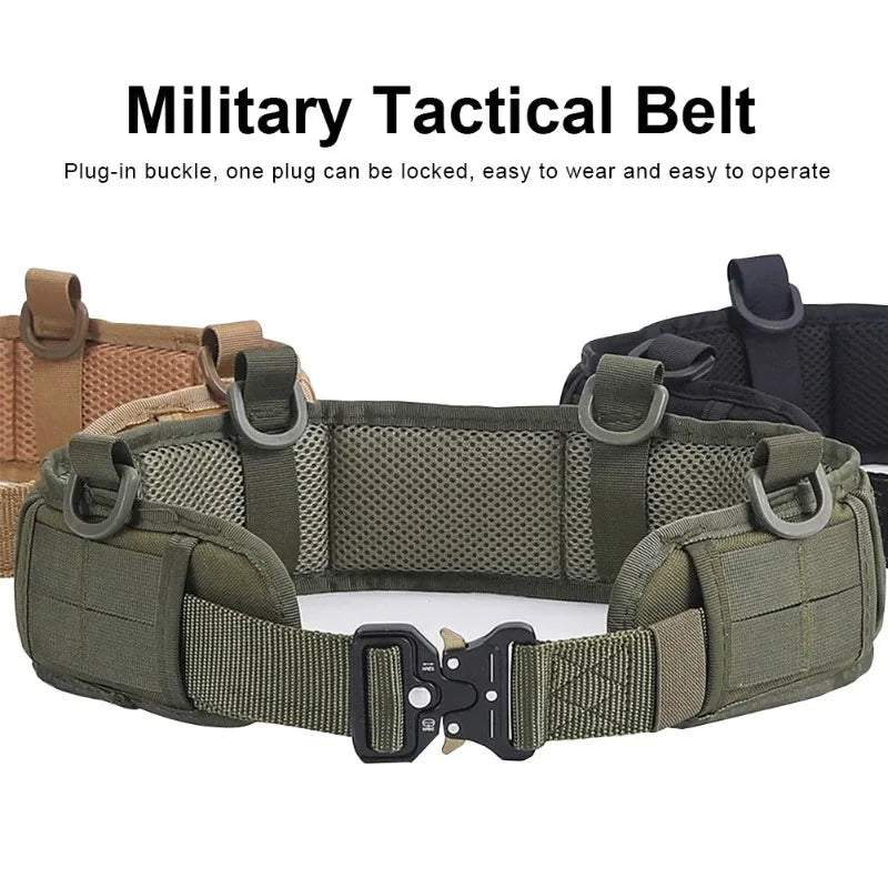 Outdoor Tactical Belt with Waist Pack - Multifunctional MOLLE Design Canvas & Nylon Material Padded Waist for Training/Camping