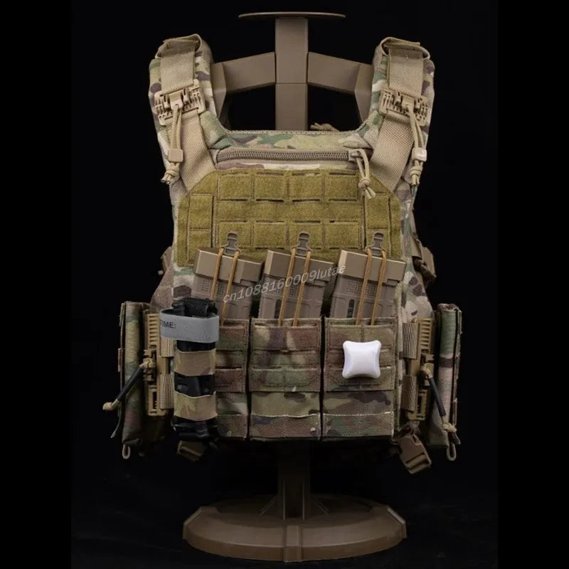 AG 3 MOLLE 5.56 M4 Triple Magazine Pouch Tactical Vest Bungee Retention Plate Carrier Front Placard MAG Holder Bag Airsoft