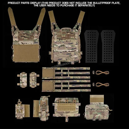 JPC3.0 Tactical Plate Carrier Set R Series Hunting Vest with Quick Release Cummerbund Triple Mag Pouch Airsoft Molle Radio Pouch