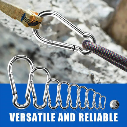 10PCS Heavy Duty Carabiner Clips 200LBS Galvanized Iron Spring Snap Hooks Metal Clips for Rope Chain Keys Rings Ideal for Campin