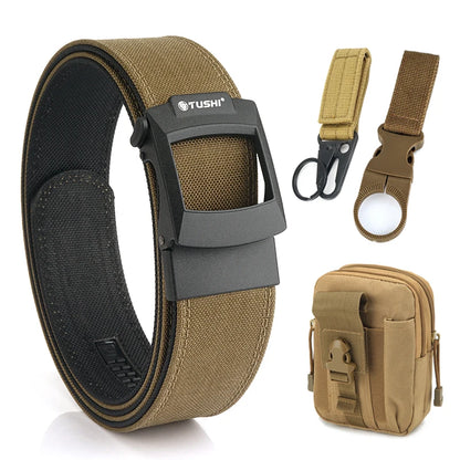 HSSEE 4.3cm Military Tactical Belt for Men Metal Automatic Buckle Thick Nylon Outdoor Hunting IPSC Gun Belt Casual Girdle Male