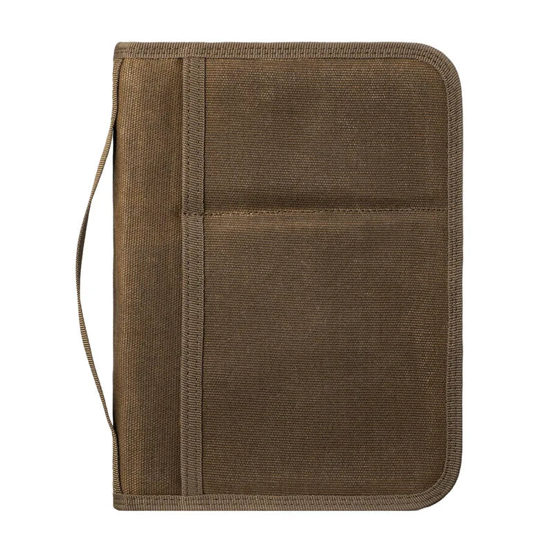 Tactical A5 Notebook Cover Oil Wax Canvas Organizer, Outdoor Journal Sleeve With Handle, EDC Writing Pad Protective Case
