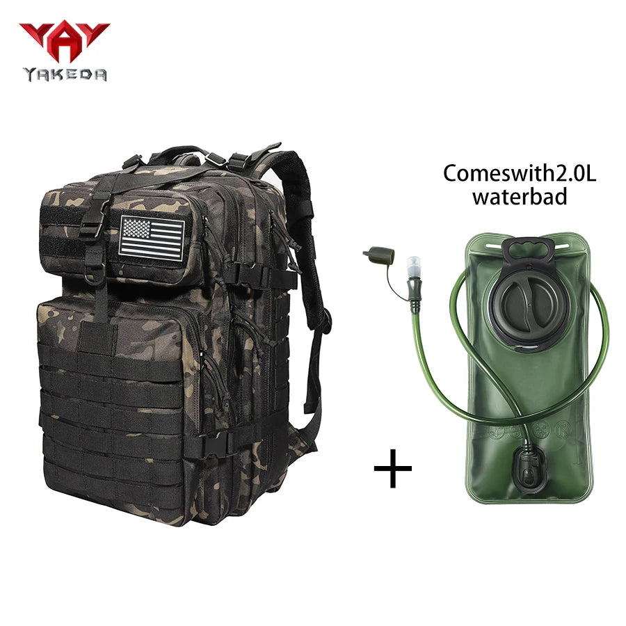 YAKEDA 45L large capacity backpack with 2L water bag MOLLE expansion system outdoor hiking backpack