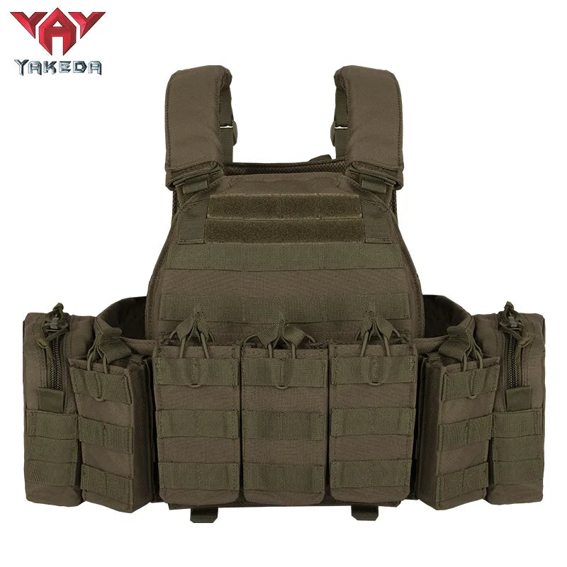 YAKEDA 1000D Nylon Tactical Vest Outdoor Hunting Protective Adjustable Multifunction Molle Vest for Airsoft Combat Equipment
