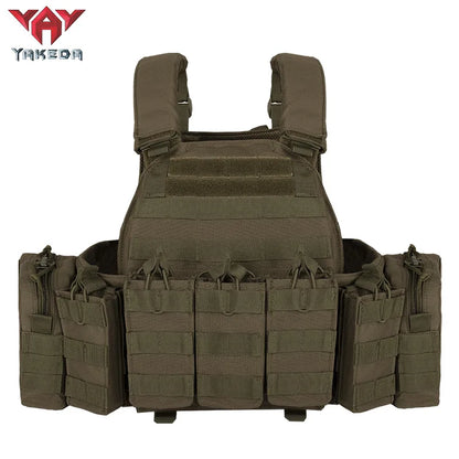 YAKEDA 1000D Nylon Tactical Vest Outdoor Hunting Protective Adjustable Multifunction Molle Vest for Airsoft Combat Equipment