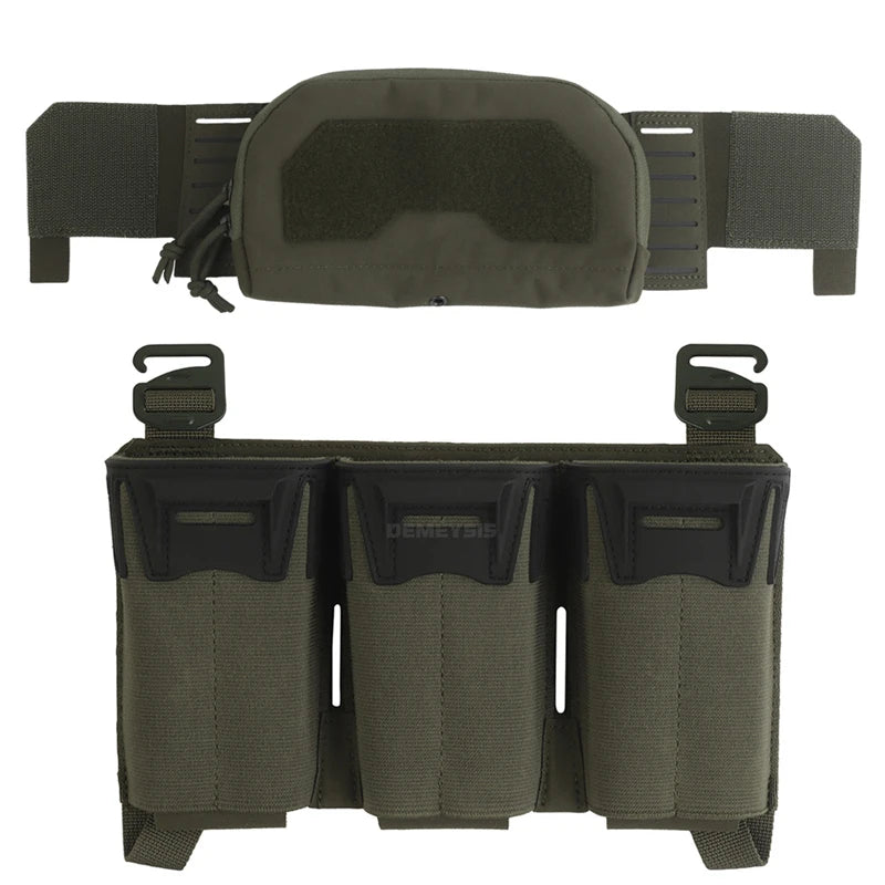 Tactical Admin Pouch with Multi-caliber 5.56 9mm Triple Mag Pouch MOLLE Front Placard System 2nd Layer Airsoft Pouches