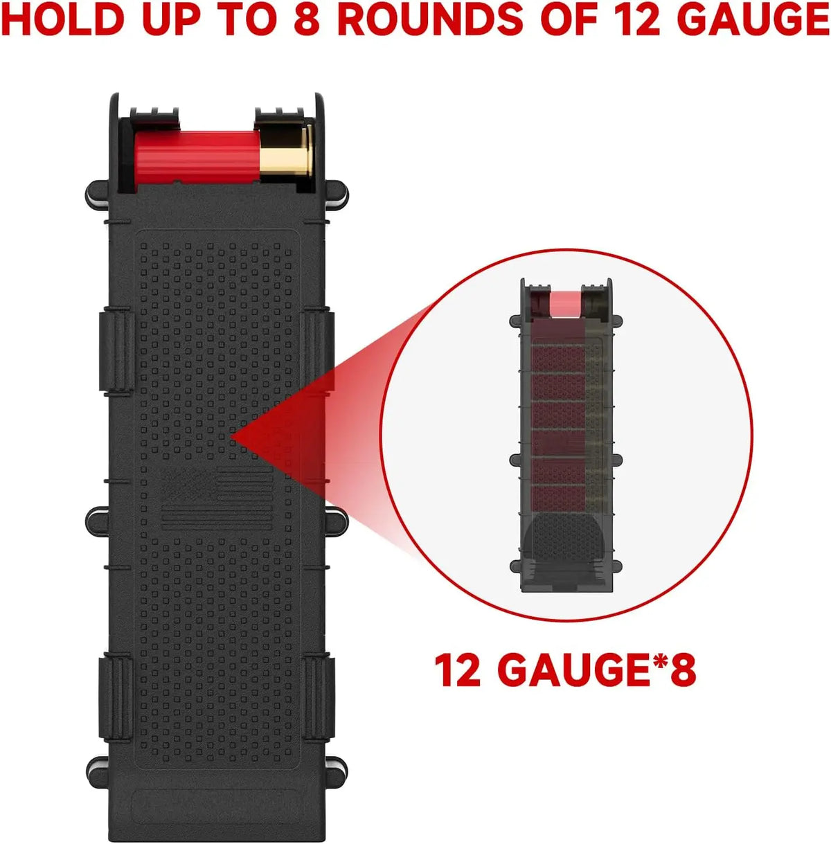 PA66+GF30 12 Gauge  Shotgun Pouch Holster 12G Reloader Pouch High-Impact Ambidextrous 12 Gauge Reloader Up to 10  Shell