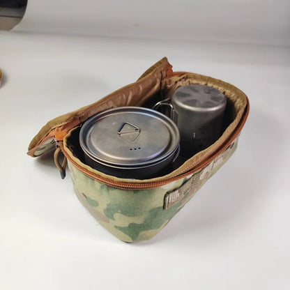 Tactical Outdoor Gas Canister Tool Storage Bag, Portable Hand‑carry Camping Cookware Organizer with Inner for Outdoor Camping