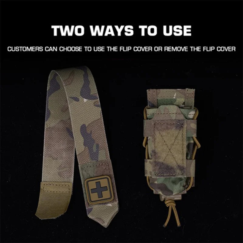 Vertical MOLLE Medical Pouch Flip Top Closure Universal Tourniquet Storage for Outdoor Survival Gear