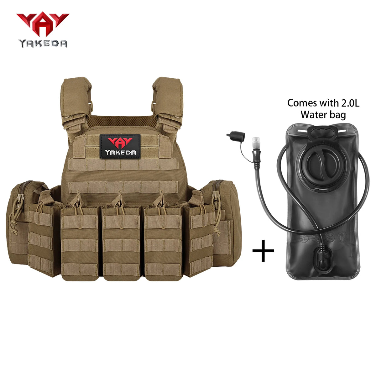 YAKEDAMOLLE Modular Hunting Tank Top, Comes with 2L Soft Water Bag, Adjustable Shoulder Strap with Multiple Device Bags