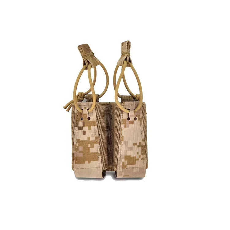 Tactical 9mm Double Mag Bag Airsoft Magazine Pouch Holster Carrier Elastic Sundry Molle Pouch Equipment