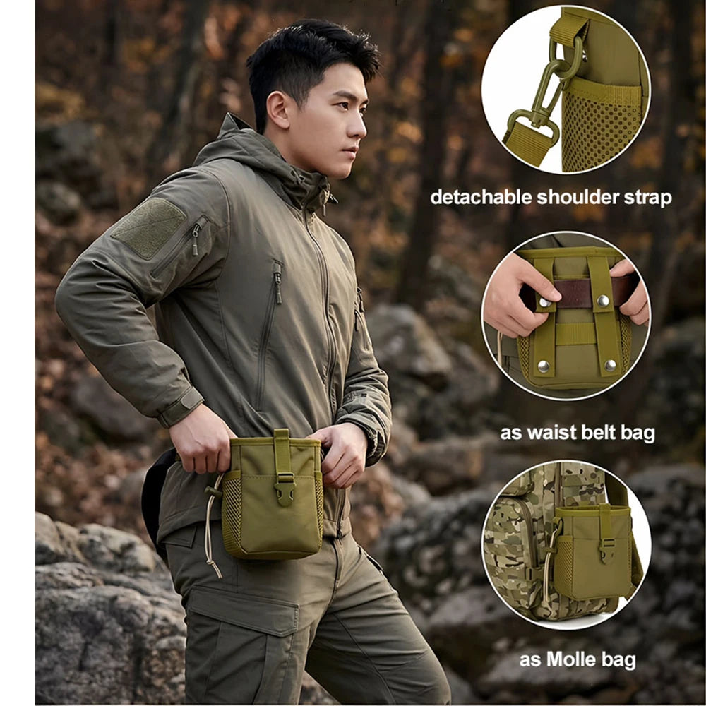 Tactical Magazine Dump Pouch Molle Drawstring Utility Belt Fanny Hip Holster Bag Outdoor Recovery Ammo Pouch Should Waist Bag