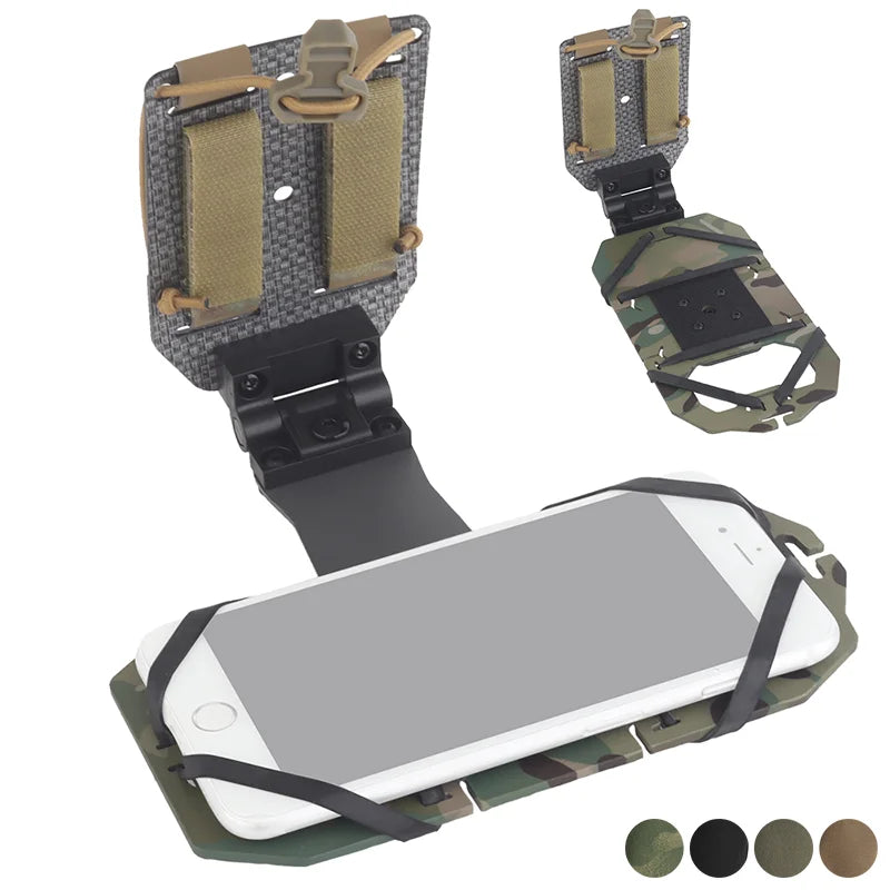 90° Rotating Foldable MOLLE Phone Holder Adjustable Elastic Mount for Large Smartphones Hunting Vest Plate Carrier Navigation
