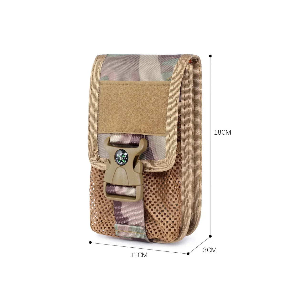 Molle Double-layer Phone Pouch Compass Card Holder Wallet Outdoor Camping Hiking Hunting Accessories EDC Tool Waist Pack Bag