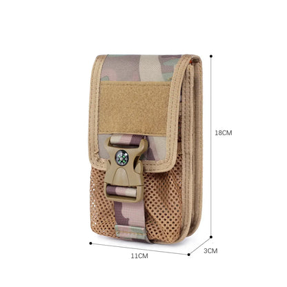 Molle Double-layer Phone Pouch Compass Card Holder Wallet Outdoor Camping Hiking Hunting Accessories EDC Tool Waist Pack Bag
