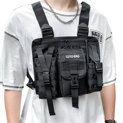 Molle Shoulder Vest Bags Oxford Cloth Male Chest Bag Adjustable Multiple Pockets Lightweight for Hiking Travel Cycling