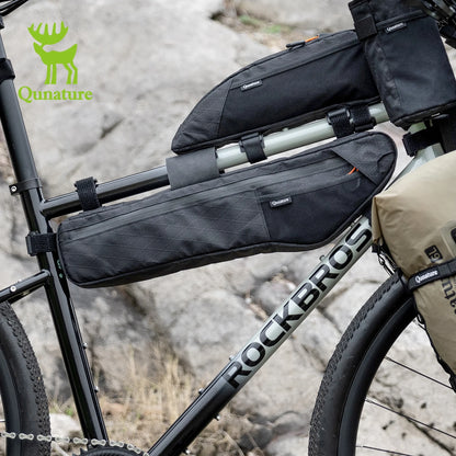 Qunature Bicycle Bag Down Tube Bag Waterproof Wear-Resistant Stable Mounting Front Frame Bag for Road Mountain & Touring Bikes
