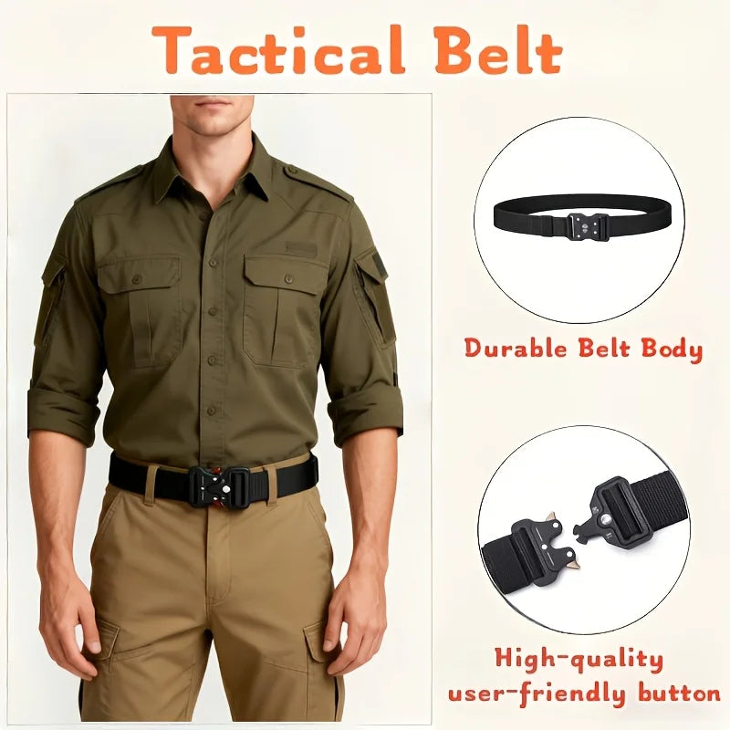 3pcs Tactical Belt Suitable for Men & Women - Heavy-Duty Nylon with Automatic Buckle, Durable Belt Compatible for Jeans, Pants,