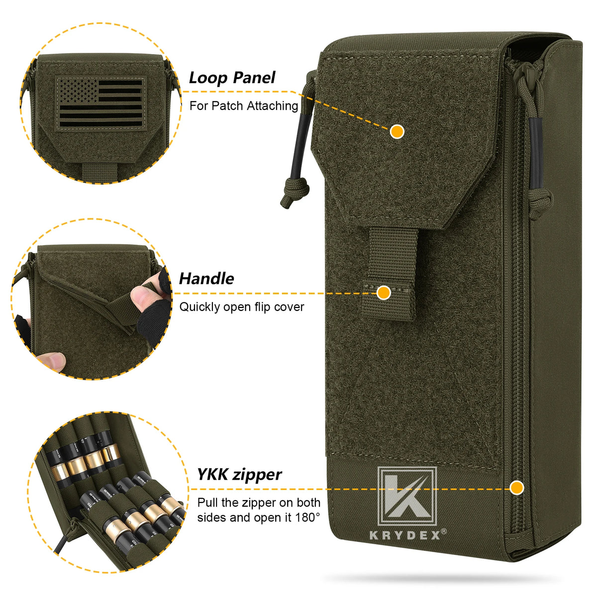 KRYDEX Tactical Shotgun Shell Holder Pouch 24 Rounds Cartridge Bag 8 Guage 12 Guage Molle Ammo Pouch Hunting Accessories