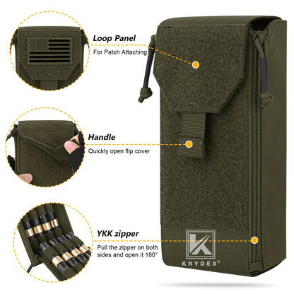 KRYDEX Tactical Shotgun Shell Holder Pouch 24 Rounds Cartridge Bag 8 Guage 12 Guage Molle Ammo Pouch Hunting Accessories