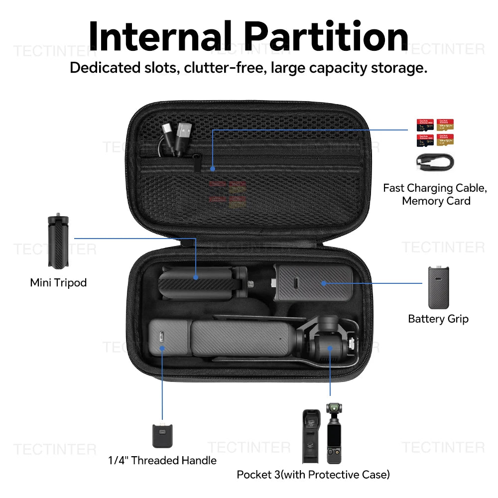 Carrying Case For DJI OSMO Pocket 3/4/Xtra Muse Accessories Travel Pouch Storage Bag EVA Shell with Hand Strap Camera Protector
