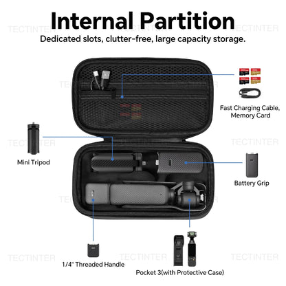 Carrying Case For DJI OSMO Pocket 3/4/Xtra Muse Accessories Travel Pouch Storage Bag EVA Shell with Hand Strap Camera Protector