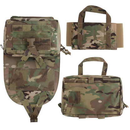 POSEIDON DEFENSE Scarab Backplate Two Pouches Back Bag Removable IFAK First AID Pouch Compatible With Molle Vest Plate Carrier