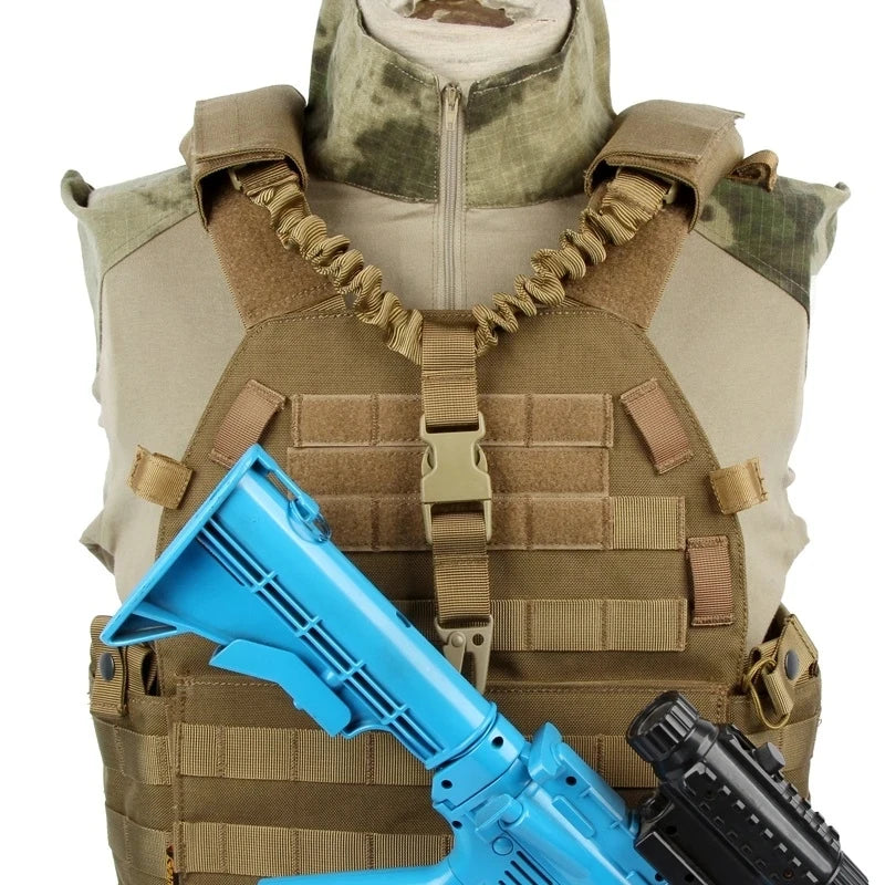 Tactical Gun Single Point Sling Adjustable Bungee Rifle Shoulder strap length for Airsoft Hunting Accessories Strap M4