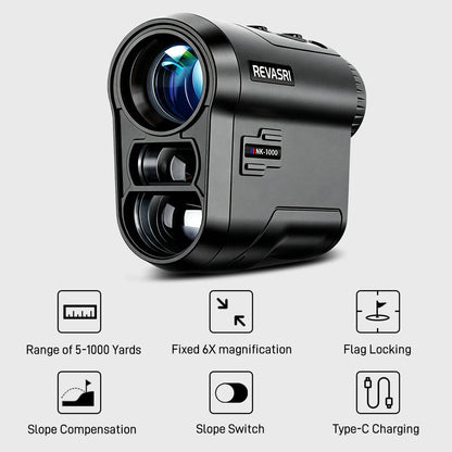 REVASRI 600/1000M Golf Laser Rangefinder with Slope Compensation Flag Lock Vibration Type-C Rechargeable for Golfing