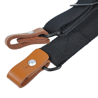 Retro AK Tactical Rifle Sling Adjustable Cotton Canvas Gun Strap with Genuine Leather Ends for Hunting Shooting