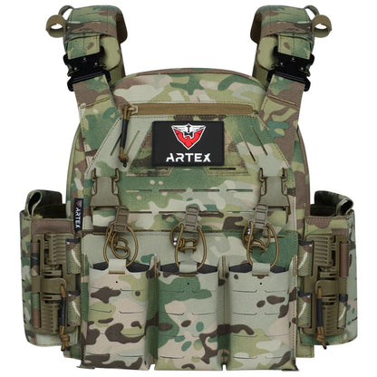 ARTEX Men's Lightweight Tactical Vest Plate Carrier Outdoor Multi-Functional Nylon Laser Cut Quick-Release Molle Airsoft Vest